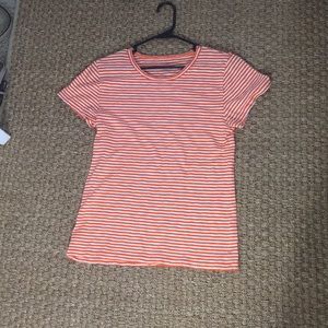 Coral and white stripped top
